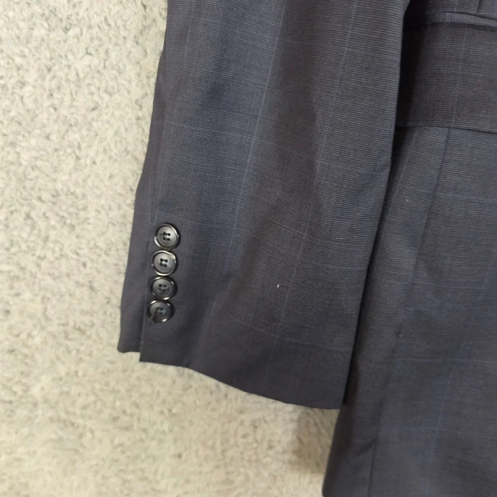 Donald J Trump Sport Coat Mens 42L Blue Office Wool Plaid Blazer Business